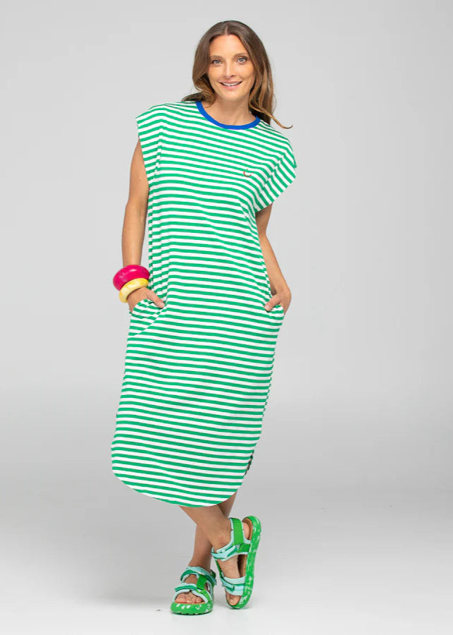 Boom Shankar Bellissimo Dress Green Stripe