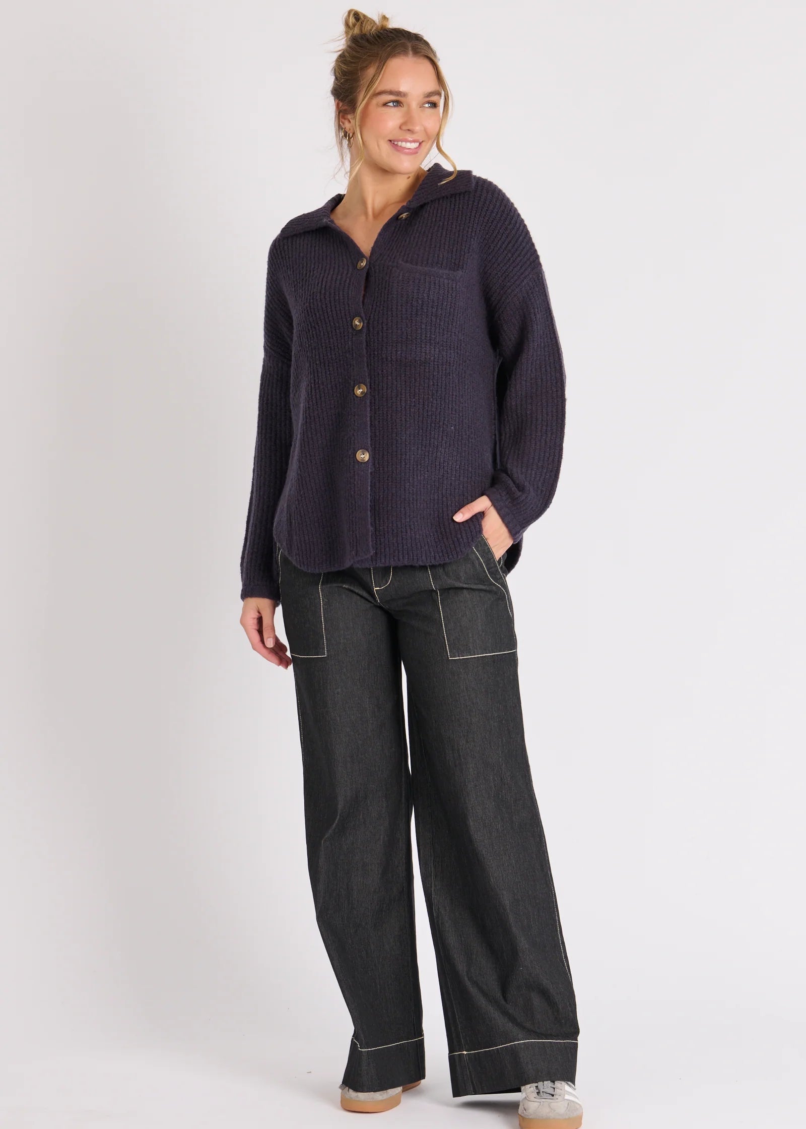 OTW Collared Cardigan Navy