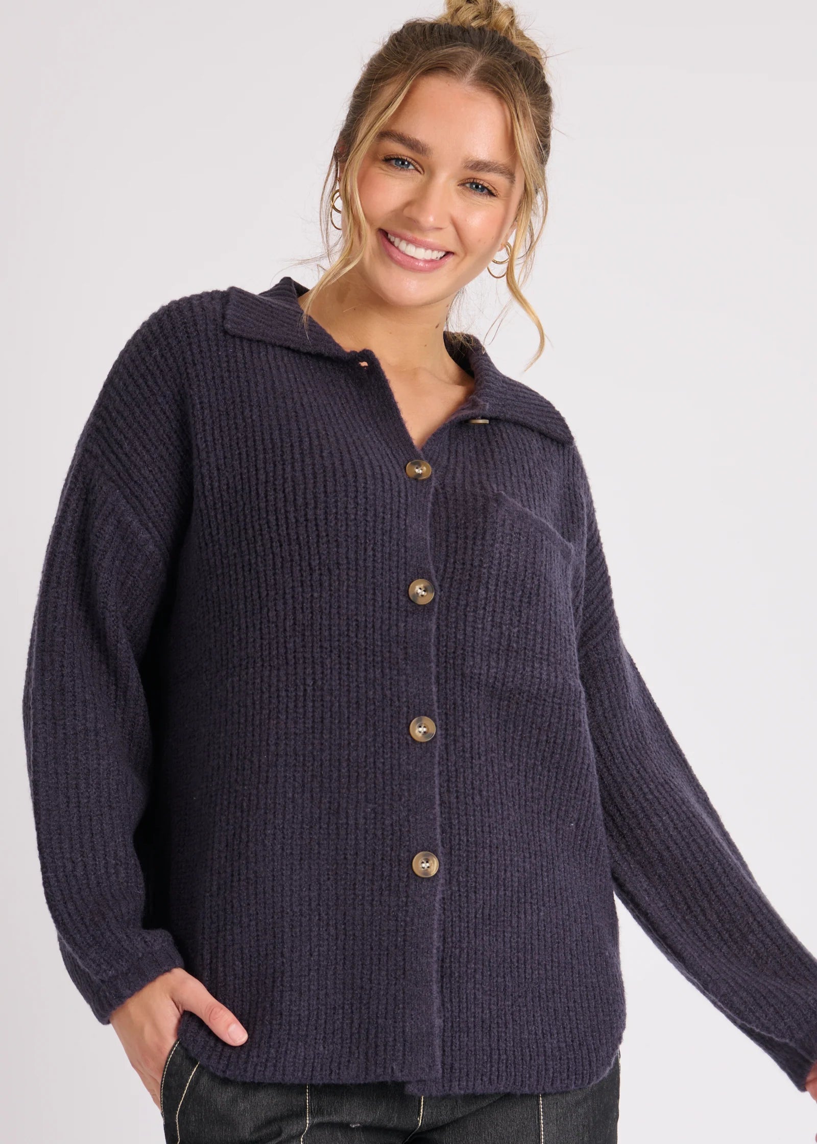 OTW Collared Cardigan Navy