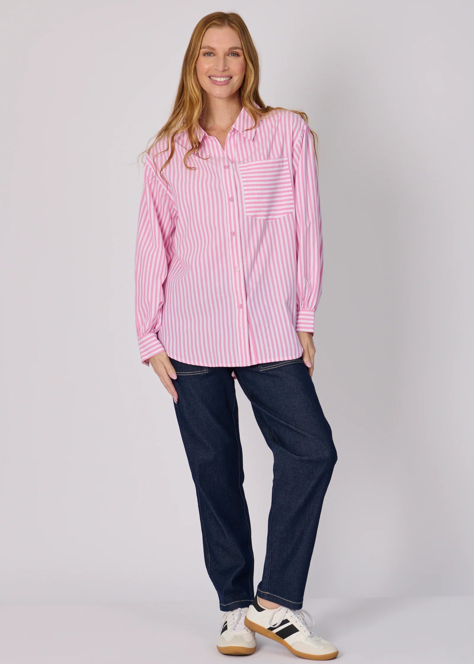 OTW Striped Oversize Shirt Pink