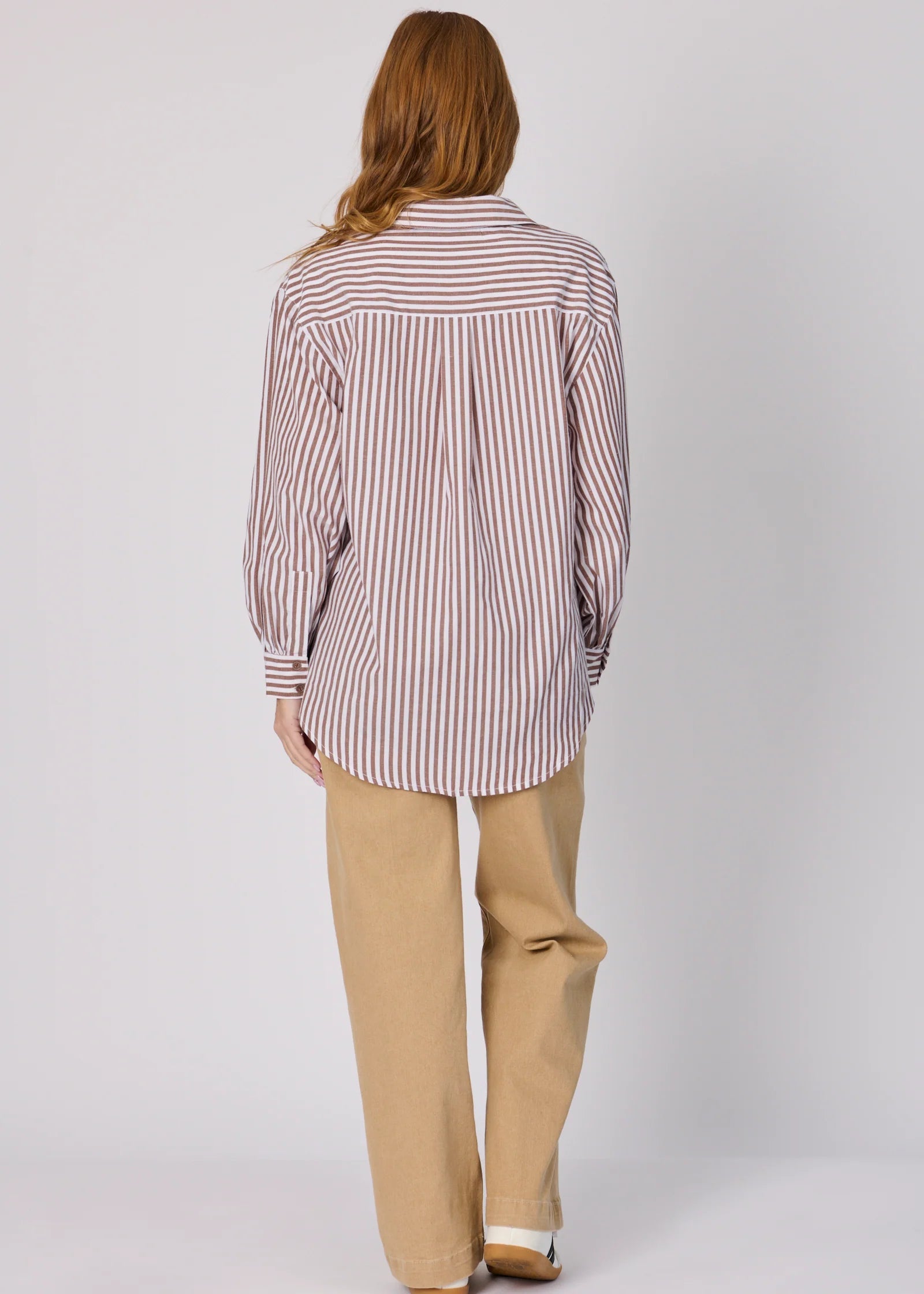 OTW Striped Oversize Shirt Chocolate