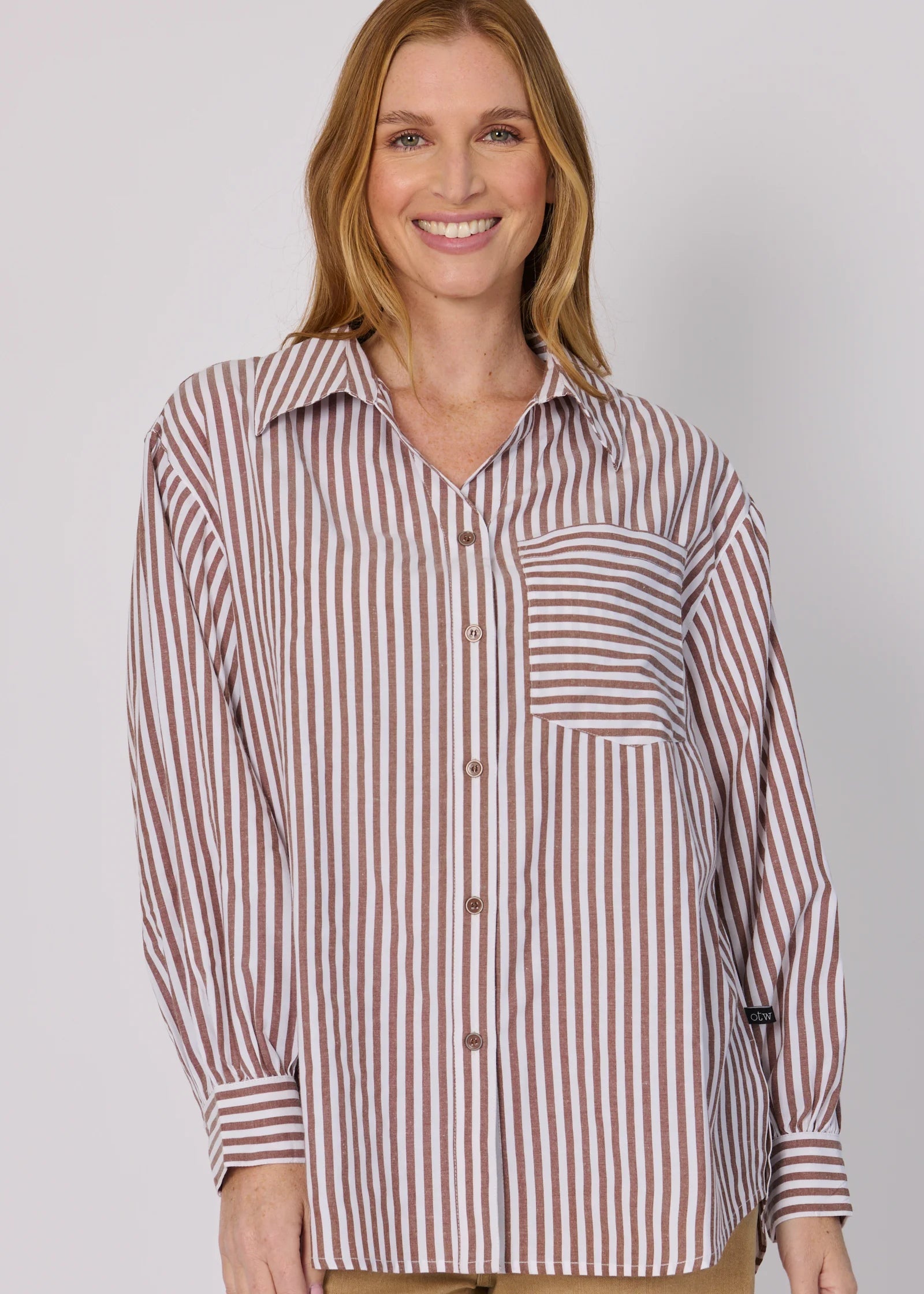 OTW Striped Oversize Shirt Chocolate