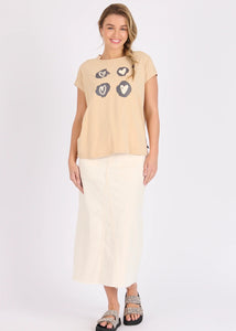 One Ten Willow Half Collar Shell Tee Latte