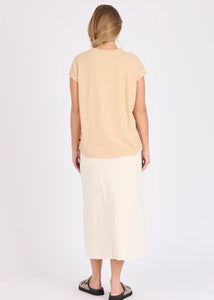 One Ten Willow Half Collar Shell Tee Latte