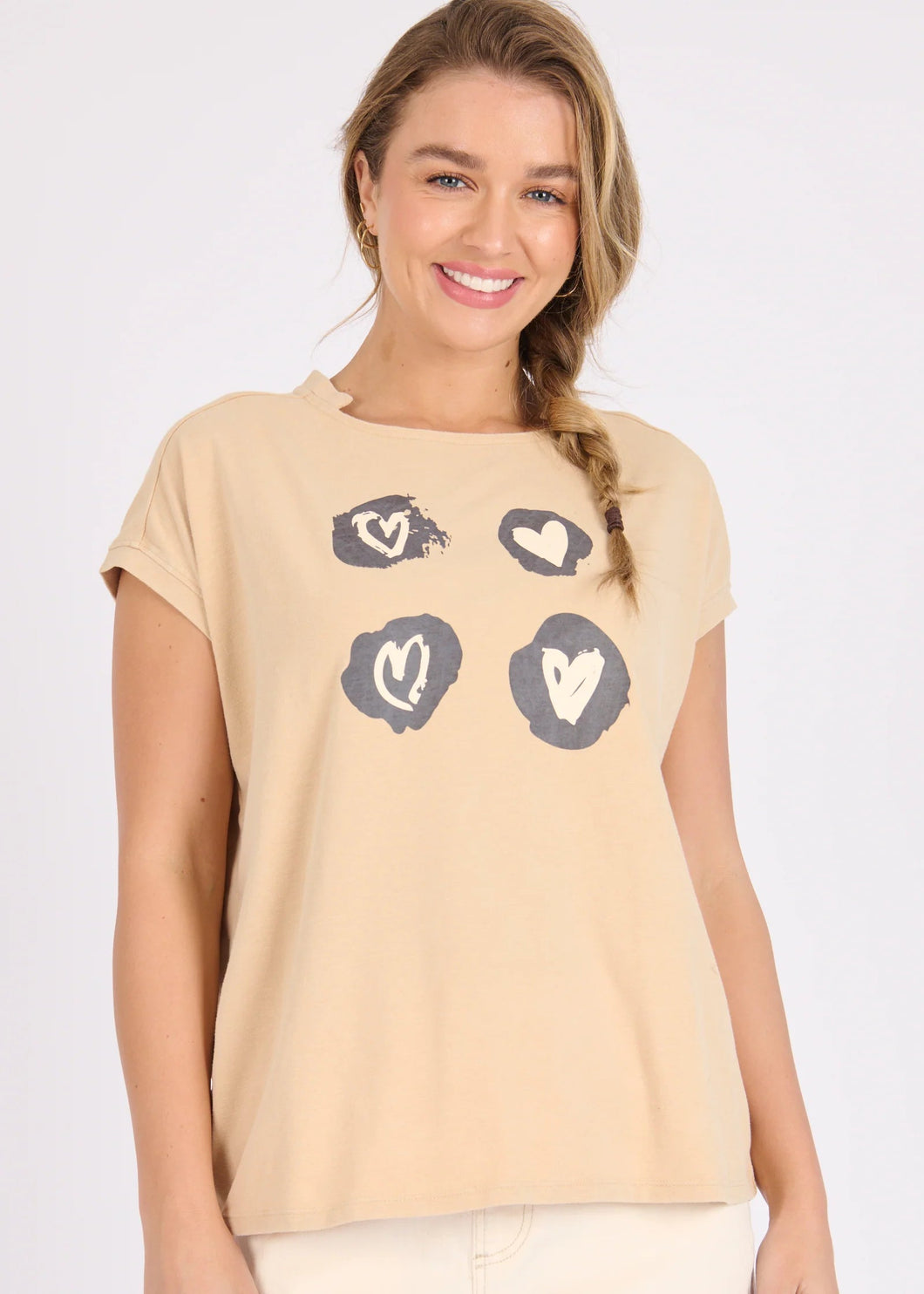 One Ten Willow Half Collar Shell Tee Latte