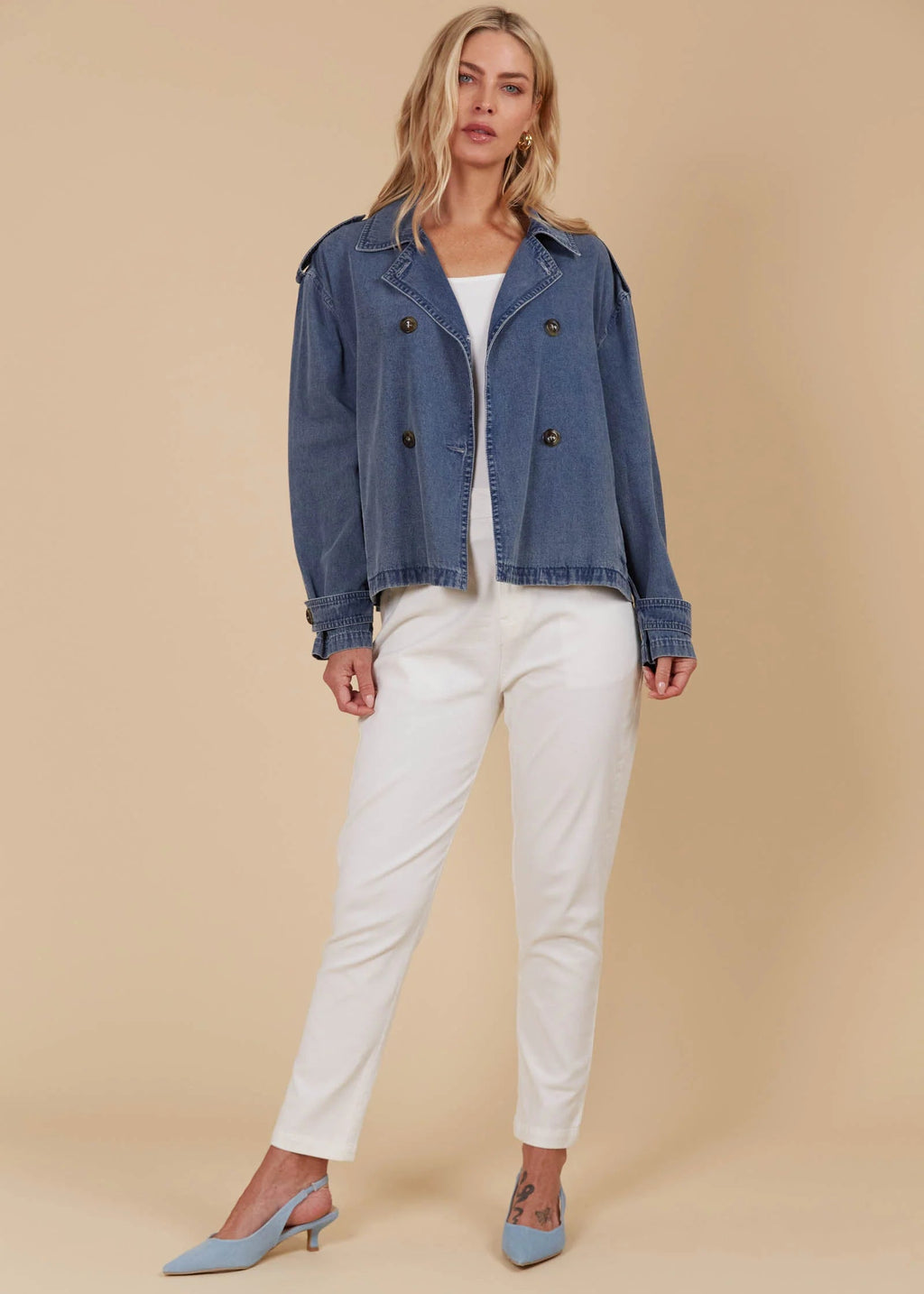 IOM Freya Crop Trench Denim