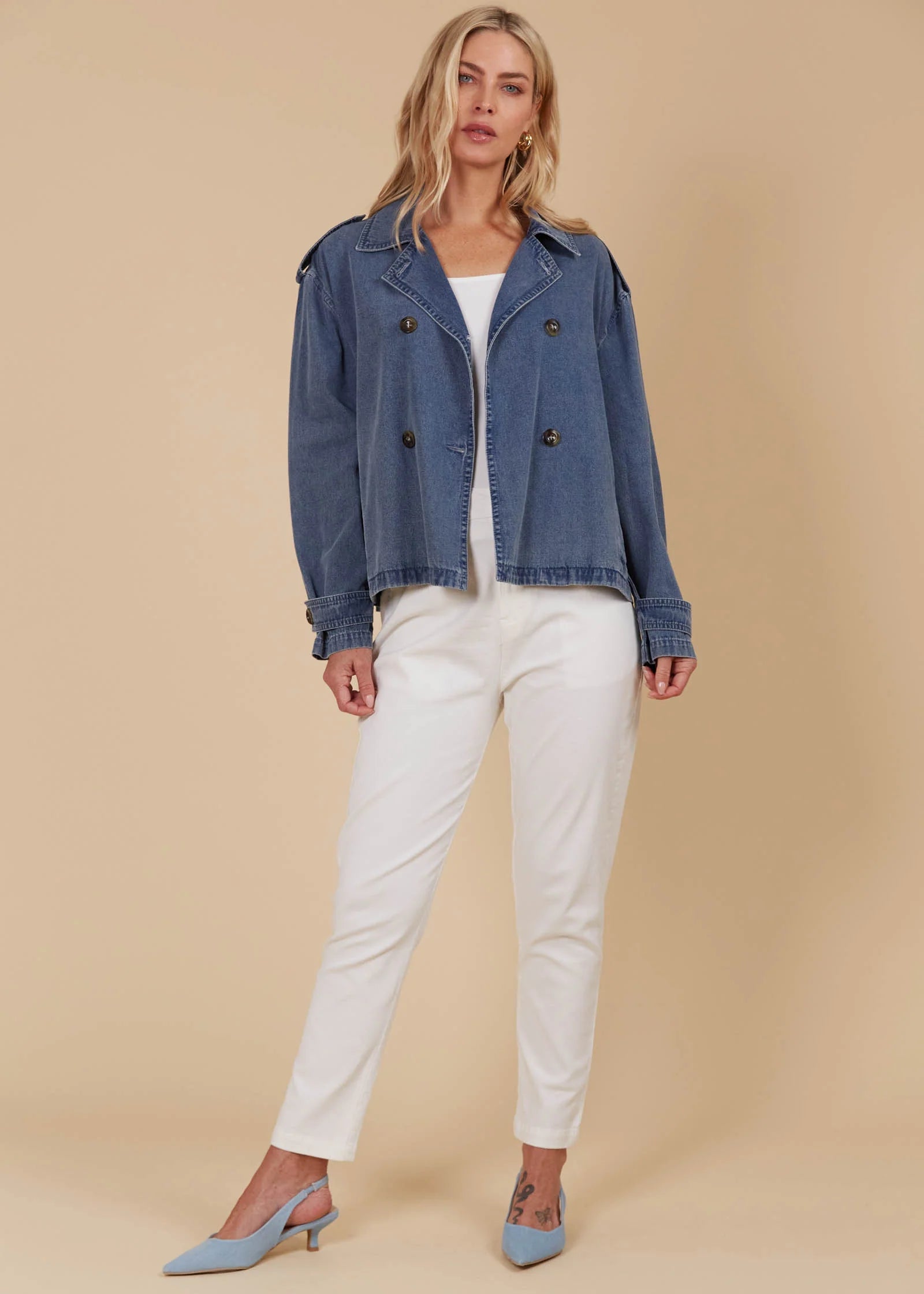 IOM Freya Crop Trench Denim