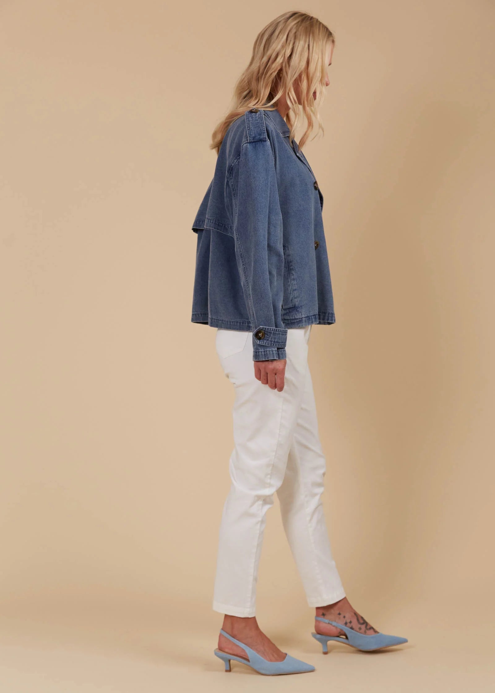 IOM Freya Crop Trench Denim