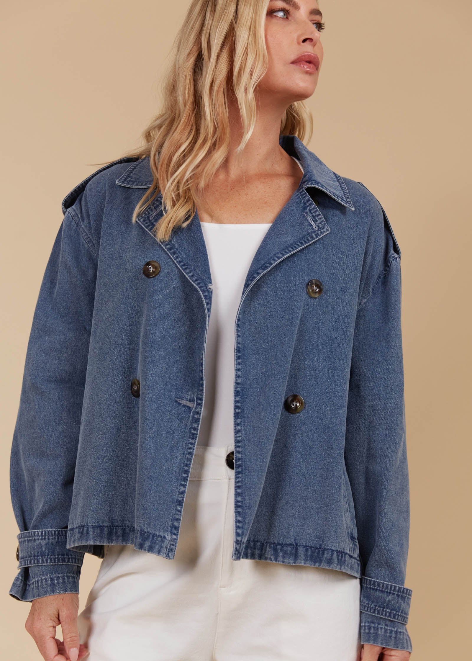 IOM Freya Crop Trench Denim
