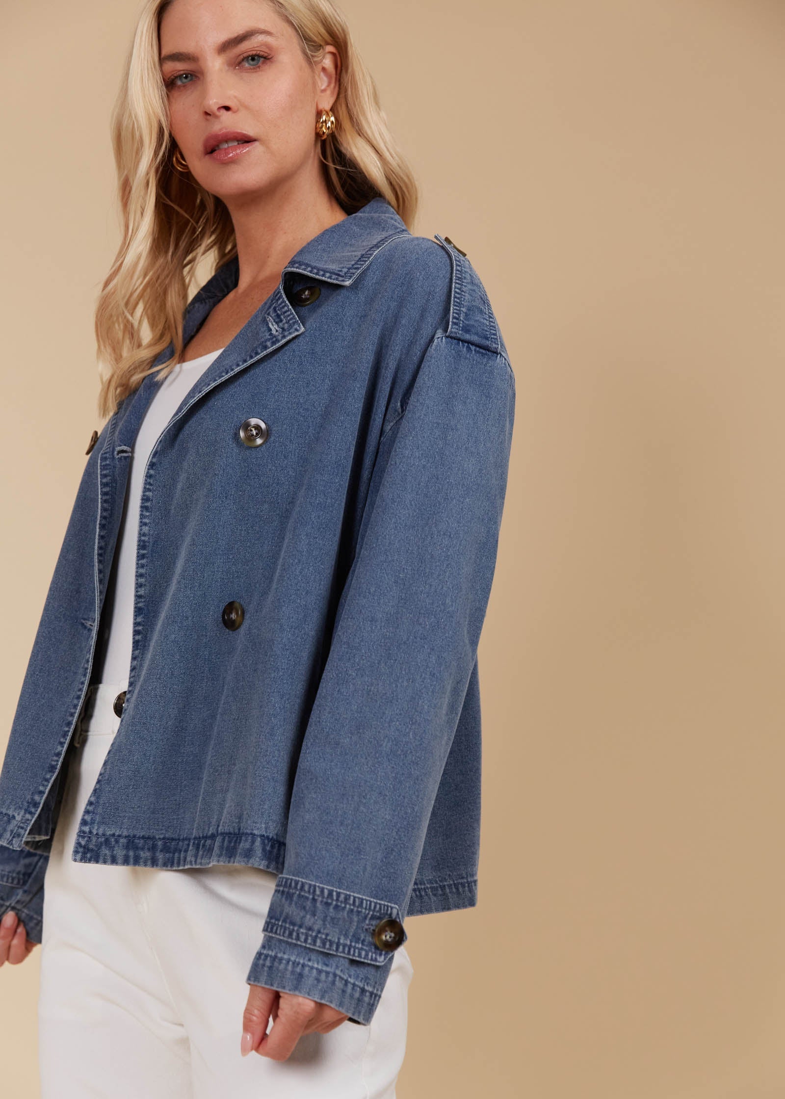 IOM Freya Crop Trench Denim