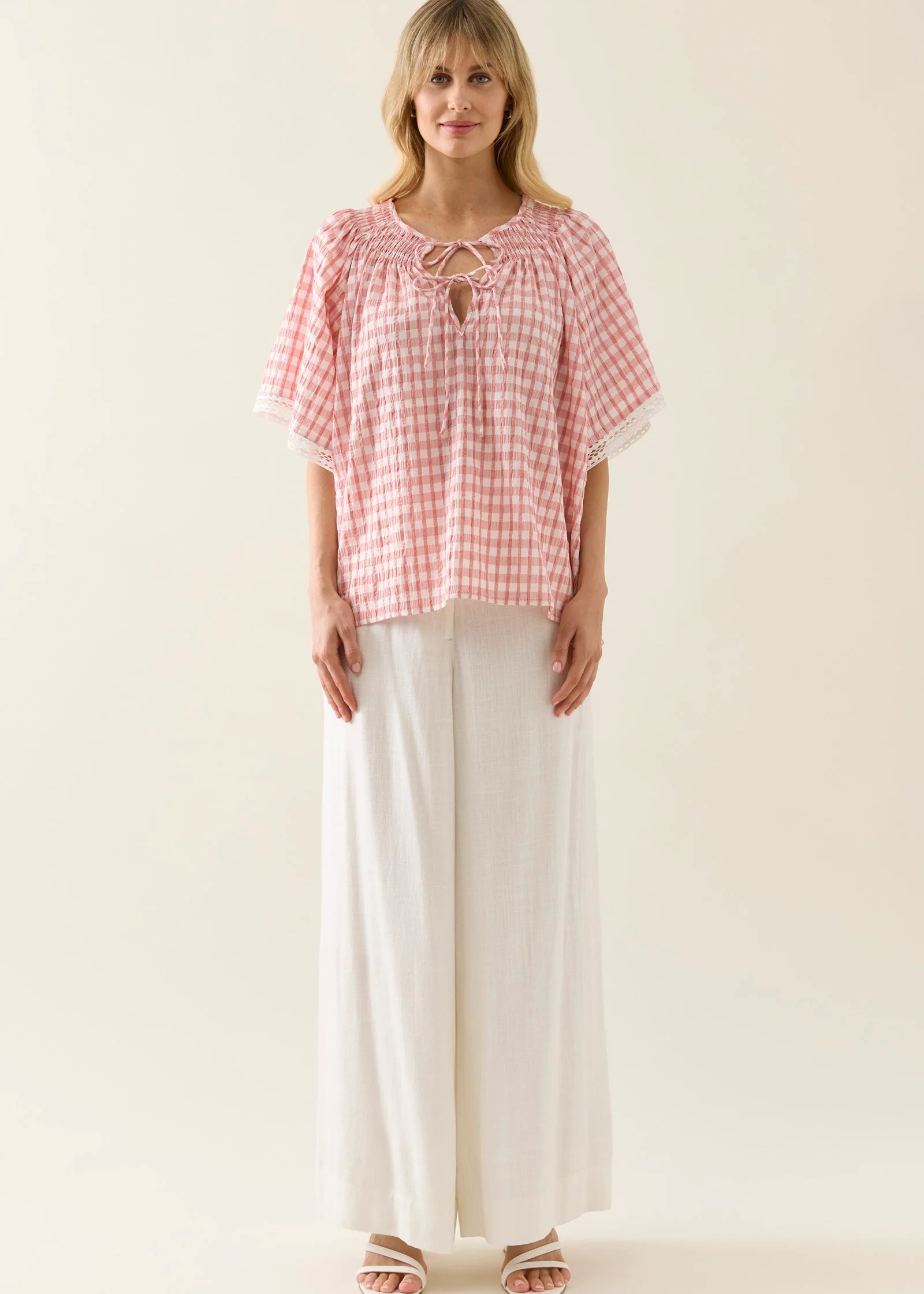 IOM Esther Shirred Top Pink