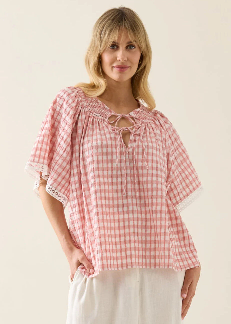 IOM Esther Shirred Top Pink