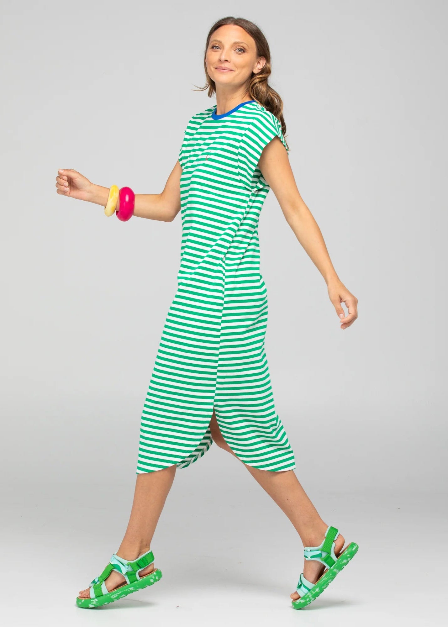 Boom Shankar Bellissimo Dress Green Stripe