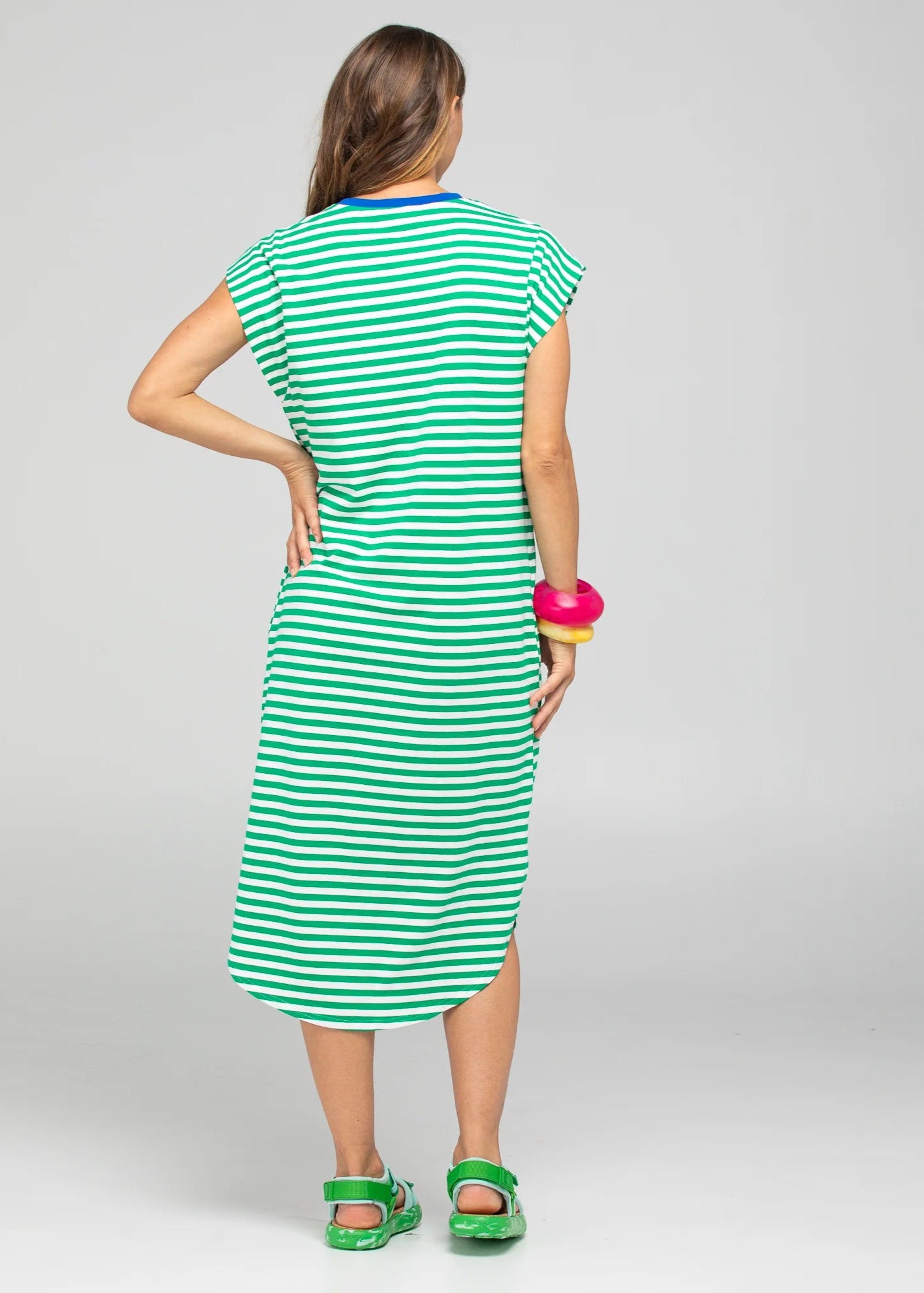 Boom Shankar Bellissimo Dress Green Stripe