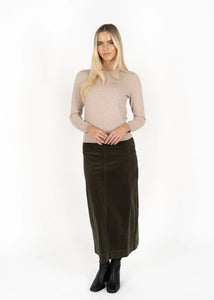 Humidity Cord Skirt Moss