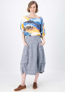 Olga Milwaukee Panorama Skirt Herringbone Linen