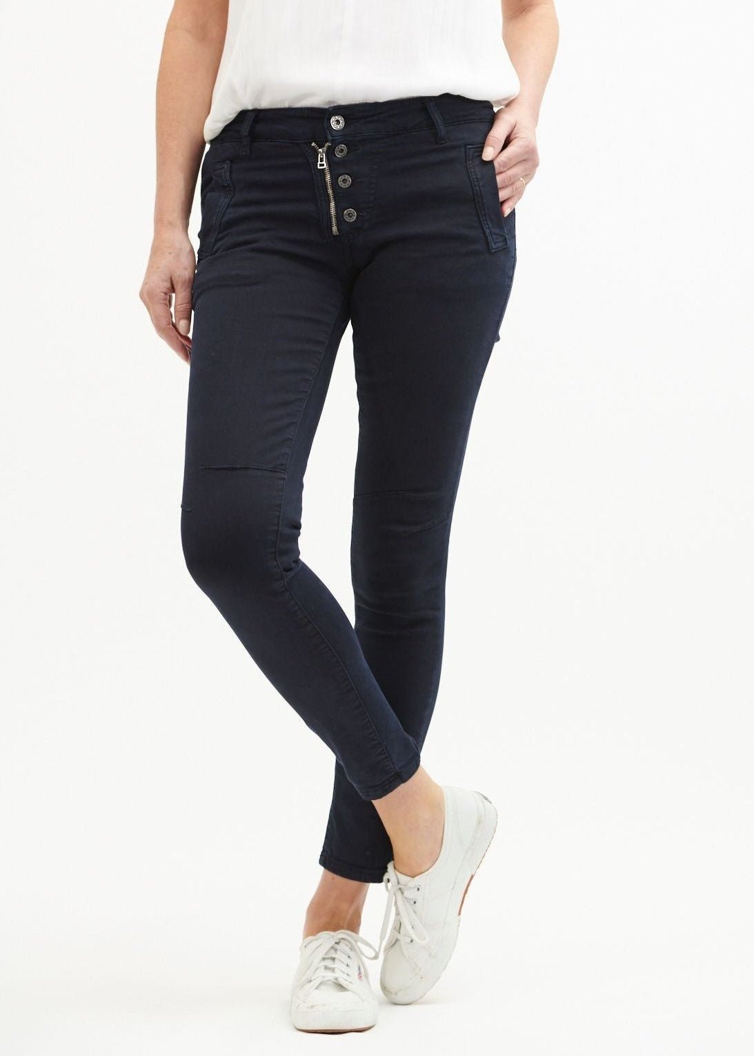 Italian Star Button Jean Navy